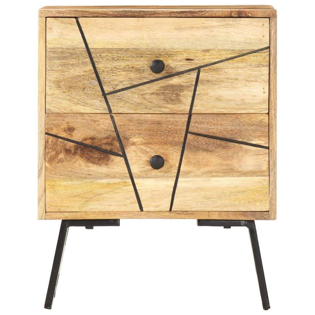 vidaXL Nightstand, Bedside Table for Home Bedroom, Nightstand with 2 Drawers Bedroom Furniture, Storage Cabinet, Industrial, Solid Wood Mango